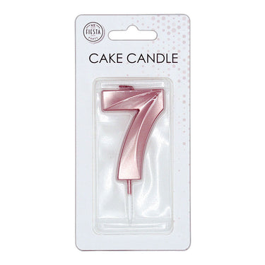 Globos taartkaars 6cm metallic rose goud no. 7