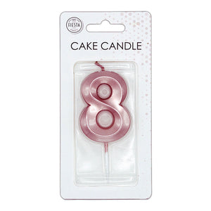 Globos taartkaars 6cm metallic rose goud no. 8