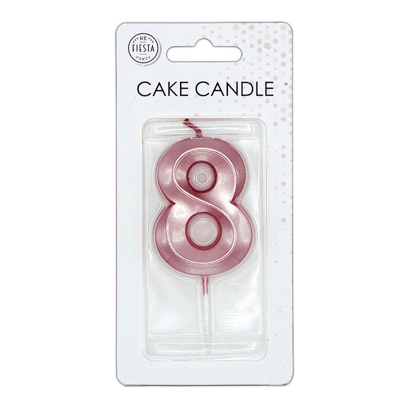 ギャラリービューアに画像をロードする, Globos taartkaars 6cm metallic rose goud no. 8
