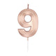 Globos taartkaars 6cm metallic rose goud no. 9