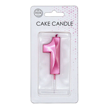 Globos taartkaars 6cm metallic licht roze no. 1
