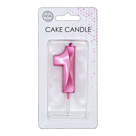 Globos taartkaars 6cm metallic licht roze no. 1