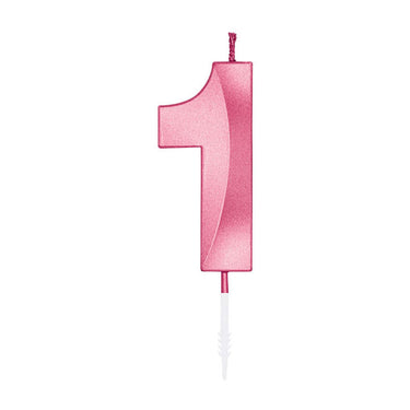 Globos taartkaars 6cm metallic licht roze no. 1