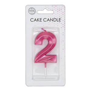 Globos taartkaars 6cm metallic licht roze no. 2
