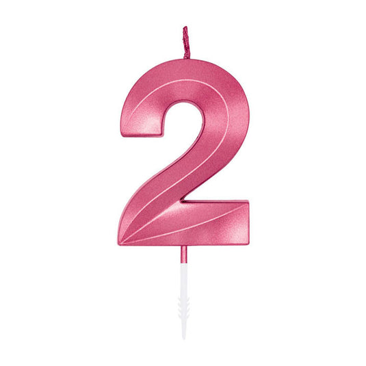 Globos taartkaars 6cm metallic licht roze no. 2