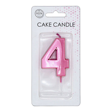 Globos taartkaars 6cm metallic licht roze no. 4