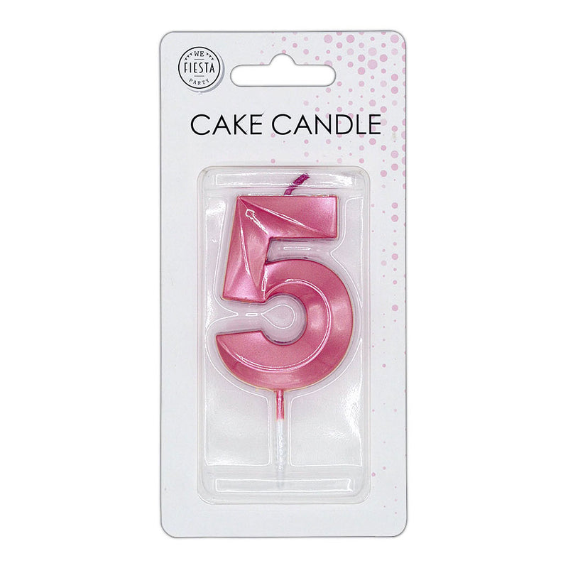 ギャラリービューアに画像をロードする, Globos taartkaars 6cm metallic licht roze no. 5
