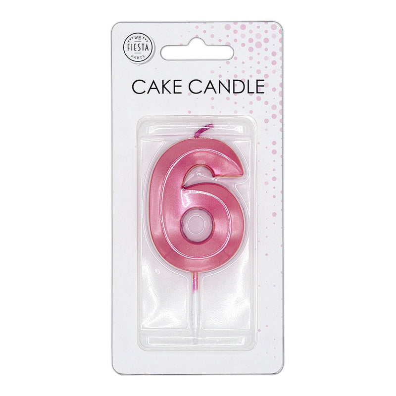 Cargue la imagen en el visor de la galería, Globos taartkaars 6cm metallic licht roze no. 6
