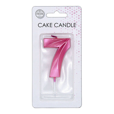 Globos taartkaars 6cm metallic licht roze no. 7