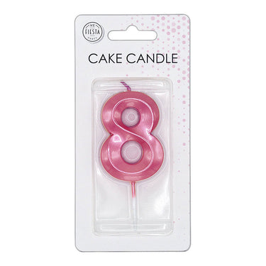Globos taartkaars 6cm metallic licht roze no. 8