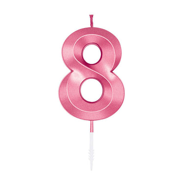 Globos taartkaars 6cm metallic licht roze no. 8