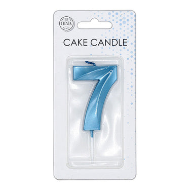 Globos taartkaars 6cm metallic licht blauw no. 7