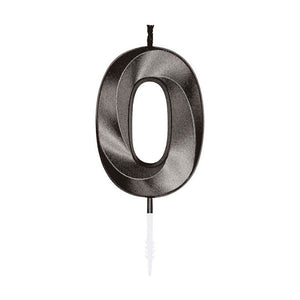 Globos taartkaars 6cm metallic zwart no. 0