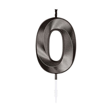 Globos taartkaars 6cm metallic zwart no. 0