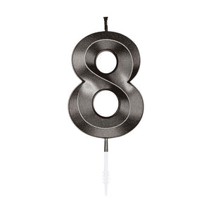 Globos taartkaars 6cm metallic zwart no. 8
