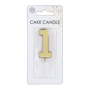 Globos taartkaars 4,5cm metallic goud no. 1