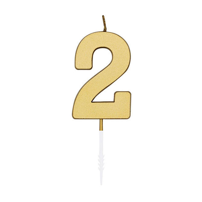 Cargue la imagen en el visor de la galería, Globos taartkaars 4,5cm metallic goud no. 2
