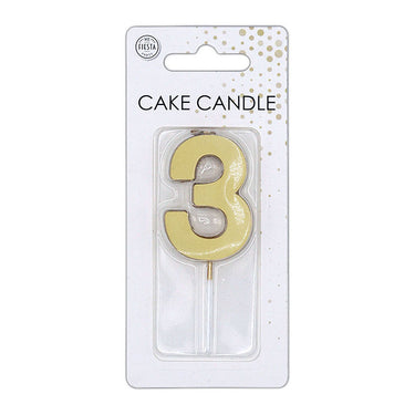 Globos taartkaars 4,5cm metallic goud no. 3