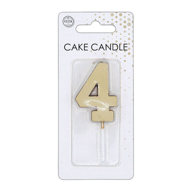 Globos taartkaars 4,5cm metallic goud no. 4