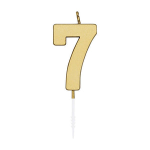 Globos taartkaars 4,5cm metallic goud no. 7