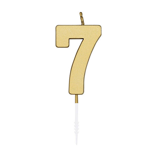 Globos taartkaars 4,5cm metallic goud no. 7