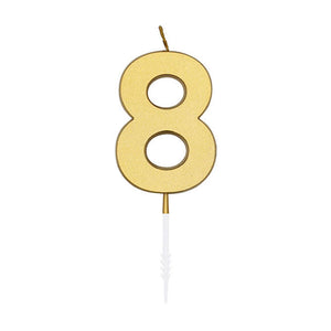 Globos taartkaars 4,5cm metallic goud no. 8