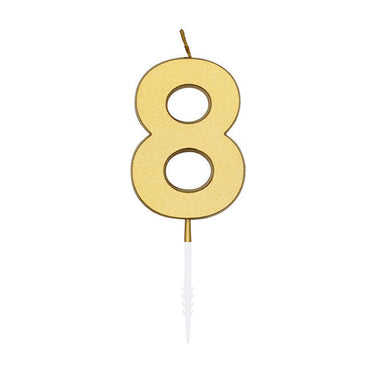 Globos taartkaars 4,5cm metallic goud no. 8