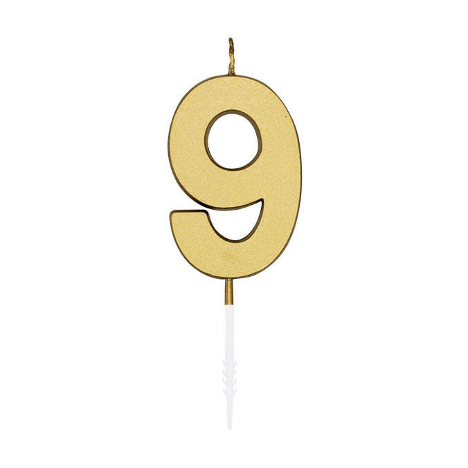 Cargue la imagen en el visor de la galería, Globos taartkaars 4,5cm metallic goud no. 9

