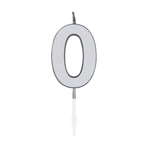 Globos taartkaars 4,5cm metallic zilver no. 0
