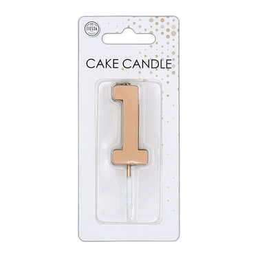 Globos taartkaars 4,5cm metallic rose goud no. 1
