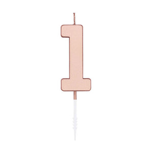 Globos taartkaars 4,5cm metallic rose goud no. 1