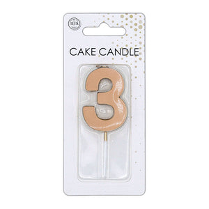 Globos taartkaars 4,5cm metallic rose goud no. 3