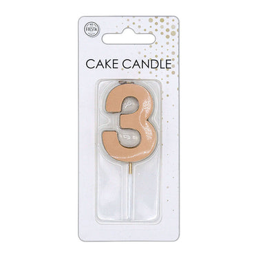 Globos taartkaars 4,5cm metallic rose goud no. 3