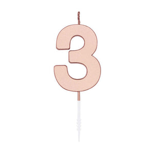 Globos taartkaars 4,5cm metallic rose goud no. 3