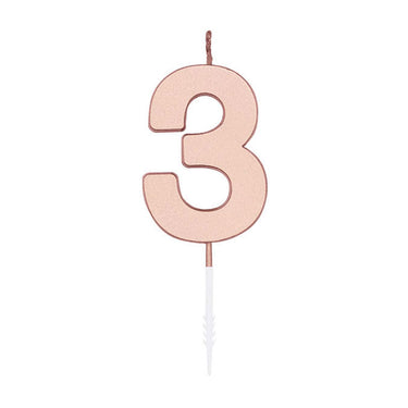 Globos taartkaars 4,5cm metallic rose goud no. 3