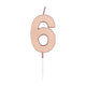 Globos taartkaars 4,5cm metallic rose goud no. 6