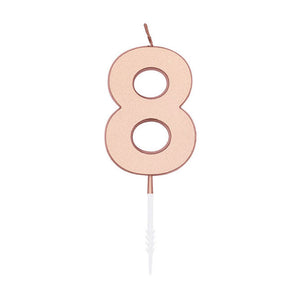Globos taartkaars 4,5cm metallic rose goud no. 8