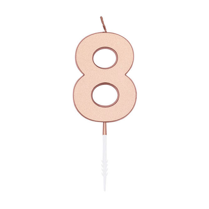 Laden Sie das Bild in Galerie -Viewer, Globos taartkaars 4,5cm metallic rose goud no. 8
