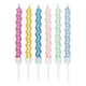 Globos taartkaarsen 8cm spiraalvormig met houders parelmoer kleuren - 6st.