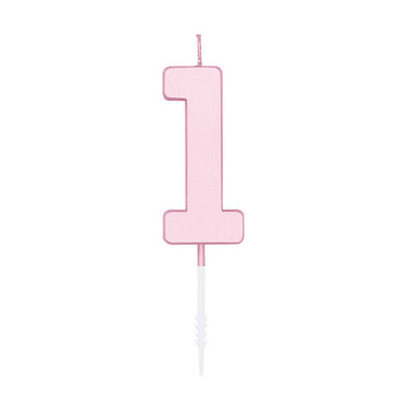 Globos taartkaars 4,5cm pastel roze no. 1