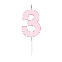 Globos taartkaars 4,5cm pastel roze no. 3 - 4 x 3 cm