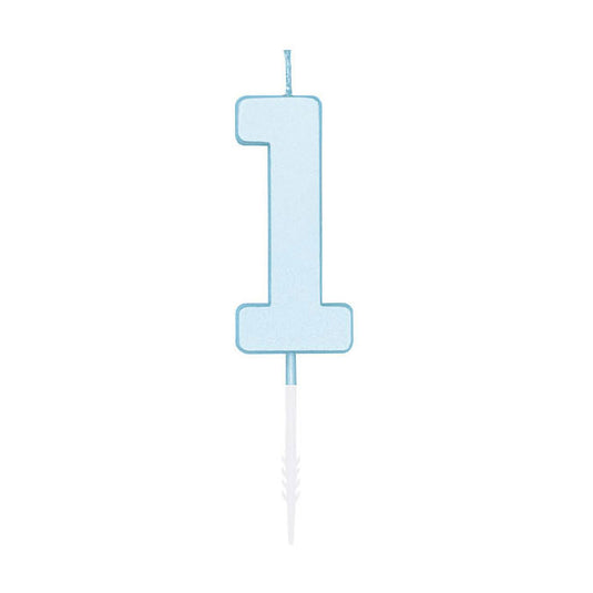 Globos taartkaars 4,5cm pastel blauw no. 1