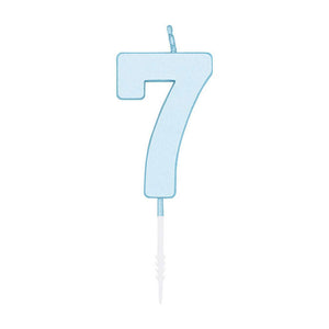Globos taartkaars 4,5cm pastel blauw no. 7
