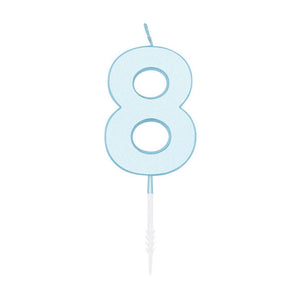 Globos taartkaars 4,5cm pastel blauw no. 8