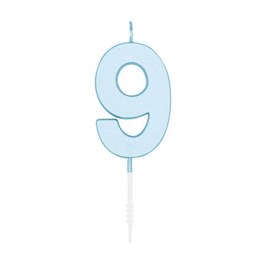 Globos taartkaars 4,5cm pastel blauw no. 9