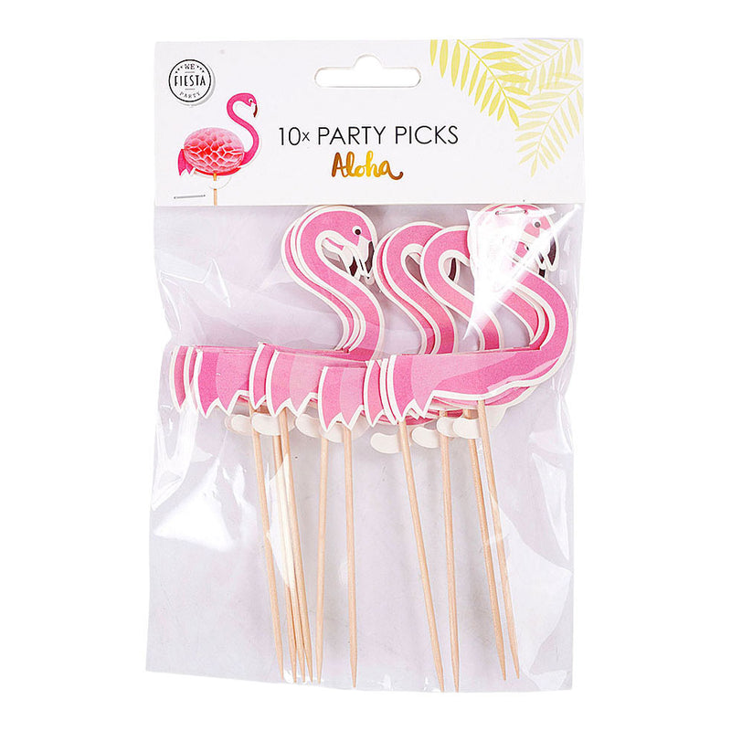Afbeelding laden in galerijviewer, Globos cocktailprikkers flamingo 10x6cm aloha - 10st.
