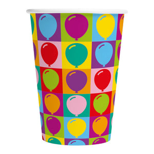Globos papieren bekers 210ml pop party - 8st.