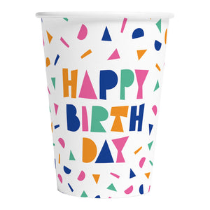 Globos papieren bekers 210ml happy birthday - 8st.