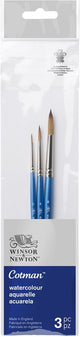 Winsor newton 5390607 cotman aquarellpenseel set 2 – 3 synthetische ronde penselen, korte steel (0, 4, 8)