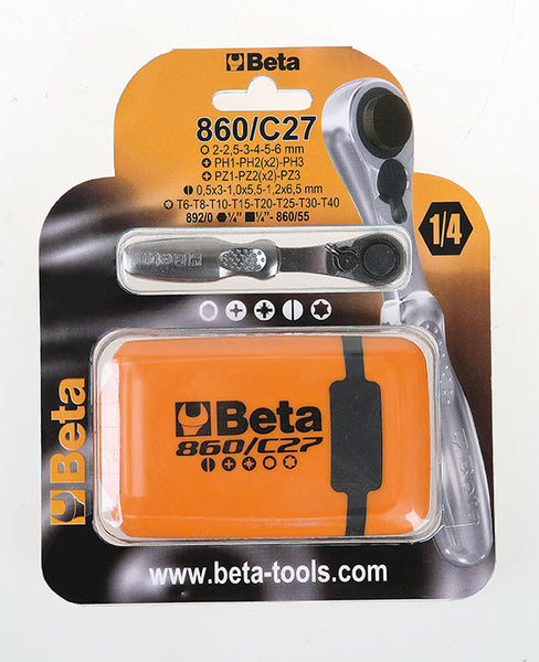 Ratelsleutel Beta Tools 860 C27 met schroefbitset - 27 delig in box